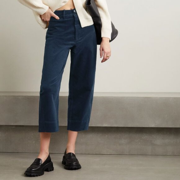 APIECE APART Mari Cropped Cotton Blend Corduroy Tapered Pants Size 4 - Picture 1 of 7